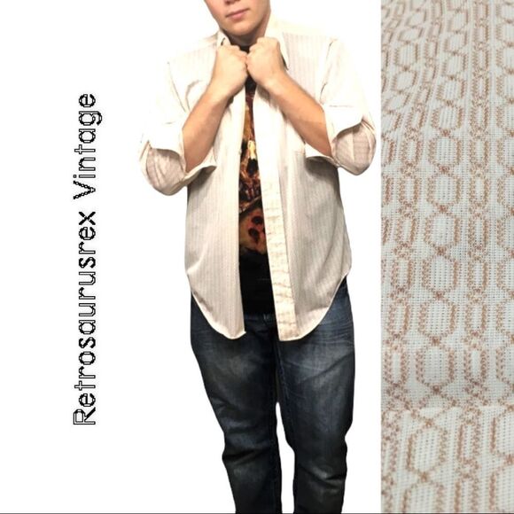 VINTAGE 1970's Men's Grunge Pattern Shirt, Large Tall Kentfield Polyester Shirt - Picture 1 of 6